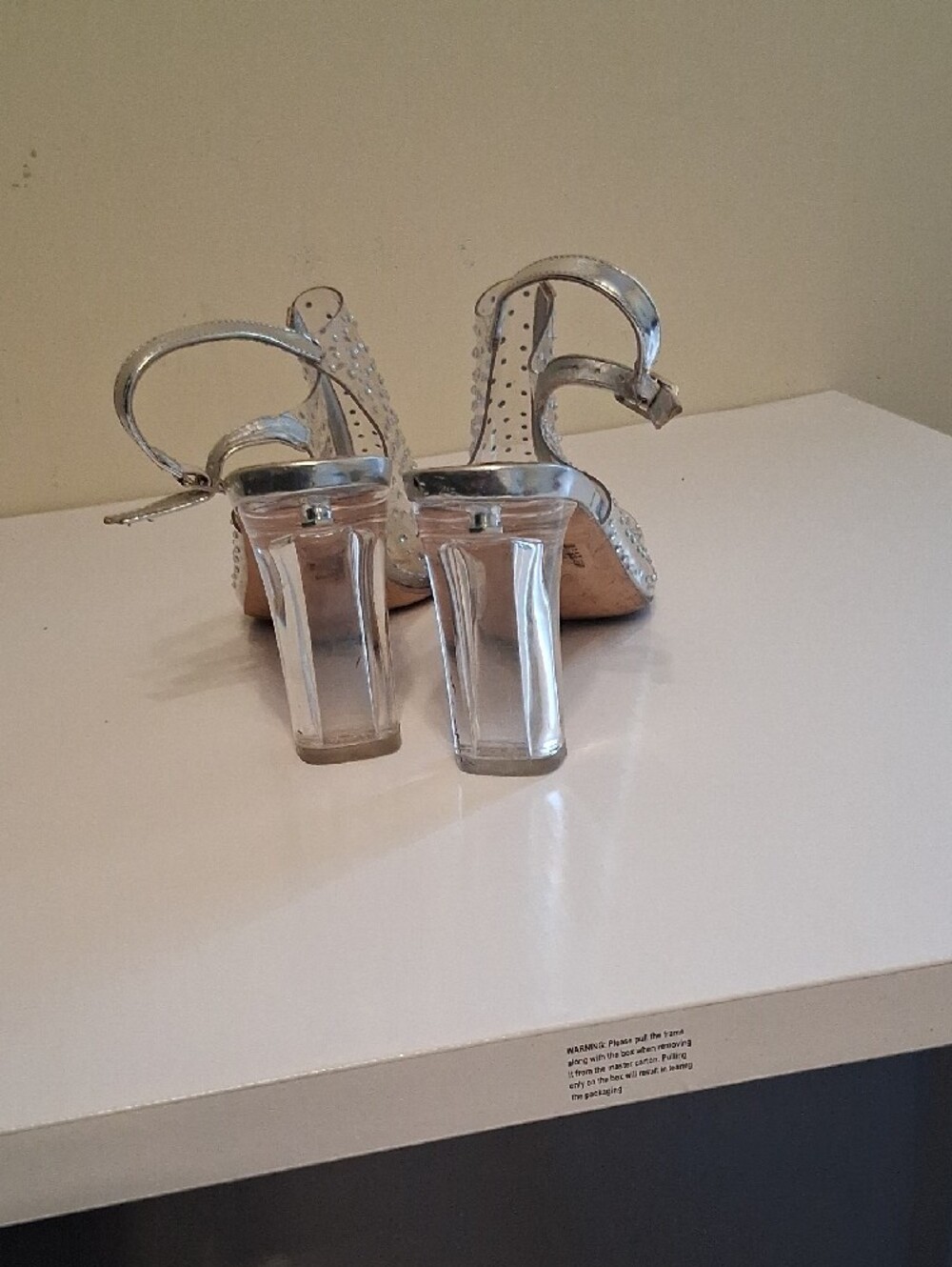 Clear Rhinestone Slingback Heels - Silver - Picture 4 of 4